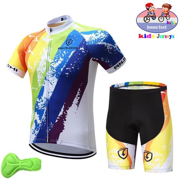 

racing sets summer cycling jersey 2021 child clothing set maillot sport boy bike wear short sleeves, Black;blue