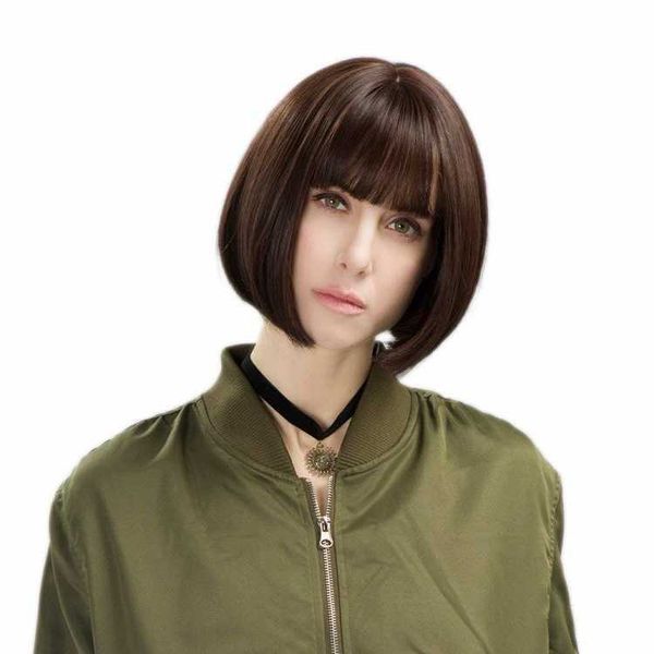 

selling wig fashion bobhead qi bangs black brown short hair