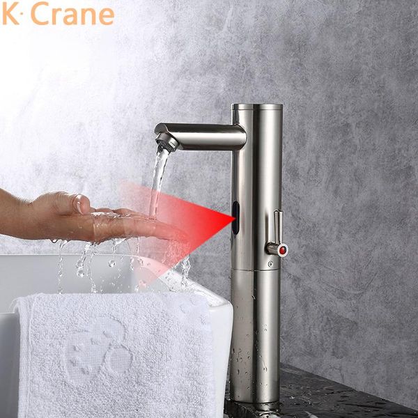 

infrared motion sensor faucet bathroom automatic smart tap cold water mixer grifo single hole deck mounted copper touchless sink faucets