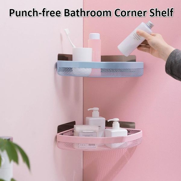 

hooks & rails 1pcs punch-bathroom shelf organizer corner shower storage wall holder shampoo holders kitchen racks