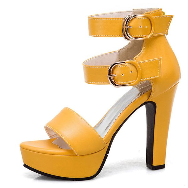 

ankle buckle waterproof platform roman sho high help super heels thick large sandals 40-50 yards 3034, Black