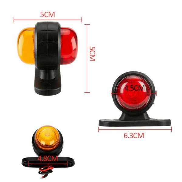 

working light outline side marker lights 4x red amber car van 12v/24v