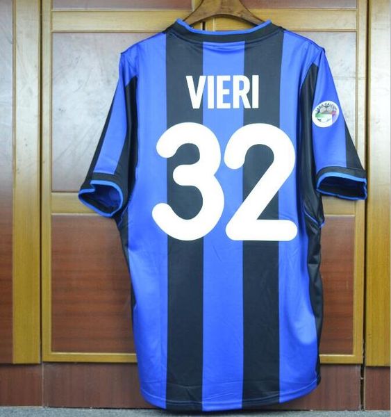 

retro italy milan 2000 2001 2002 soccer jersey ronaldo milito baggio crespo vieri sneijder zanetti vieira batistuta vintage away kit classic, Black