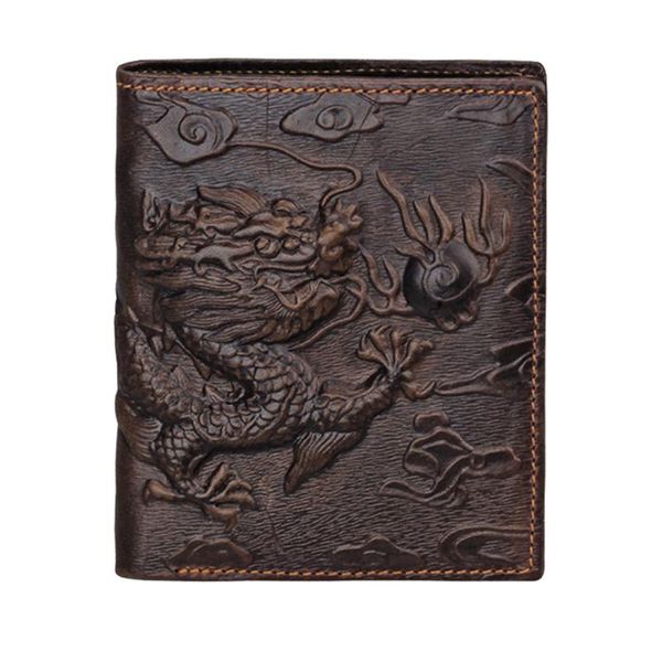 

qaulity genuine leather long wallet 3d dragon style card 2021 high bifold gift for purse male fashion man wallets, Red;black