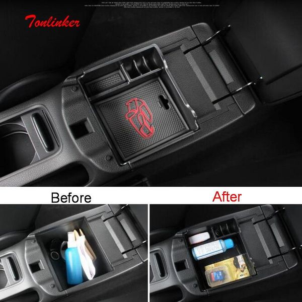 

car organizer tonlinker interior armrest box storage cover stickers for sylphy 2012-19 styling 1 pcs abs plastic