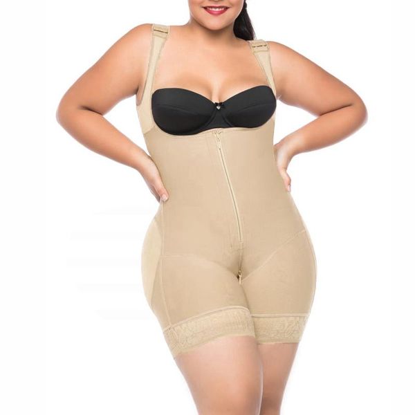 

women's shapers corset waist traine compression bodysuit zipper closure with wide adjustable shoulder straps postpartum tumt control, Black;white