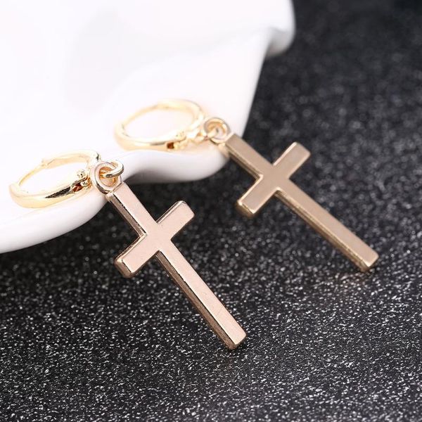 

dangle & chandelier fashion christian cross drop hanging gold silvering plating ring stud earrings 2 colors jewelry gift for men women, Silver