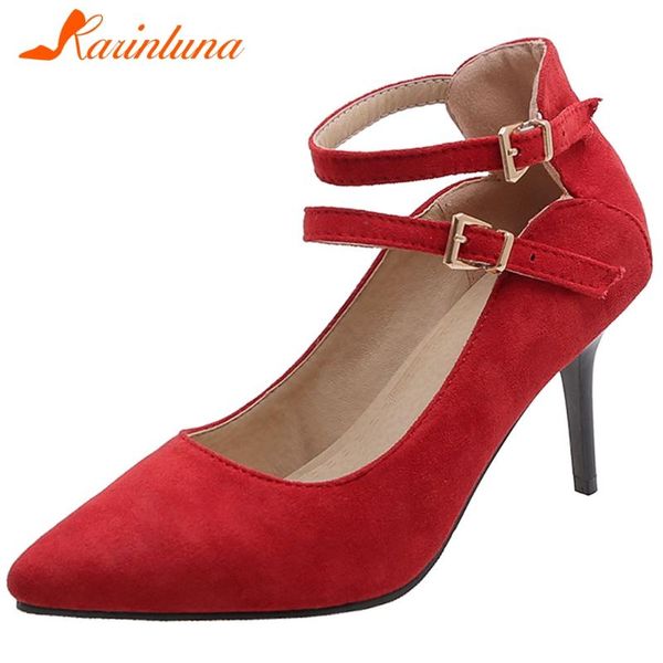 

dress shoes karin elegant ankle strap female buckle decoration party pumps pointed toe spring high heel women woman, Black
