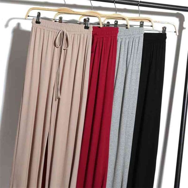 

1high waisted wide leg pants for women spring loose casual harem elastic waist ankle length straight female 210514, Black;white