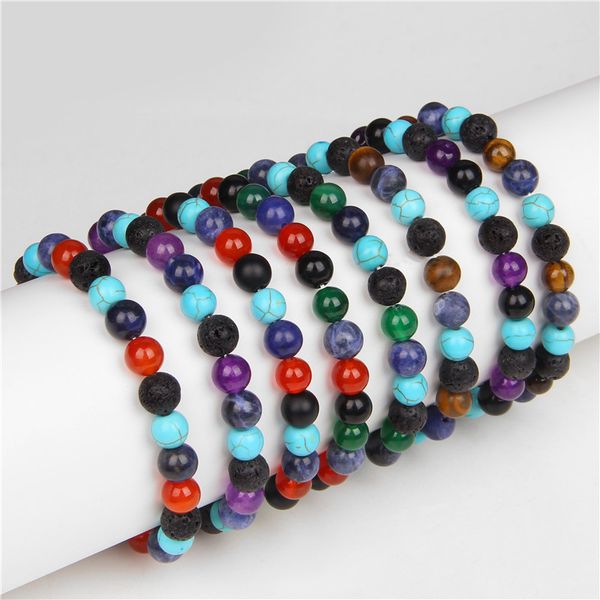 

trendy natural lava stone bracelet 8mm turquoises tiger eye beads yoga energy bracelets women men charm bracelet jewelry gift, Golden;silver