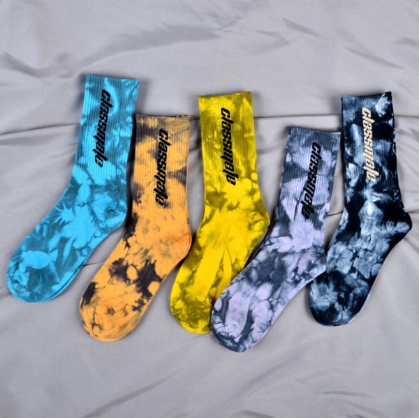 

new hiphop tie-dye letter men and women socks cotton colorful vortex classmale funny happy fashion skateboard soft girl sockings, White;pink