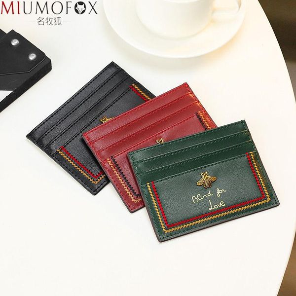 

card holders leather women's ultra-thin brand business multiple slots anti-degaussing simple fashion women bag, Brown;gray