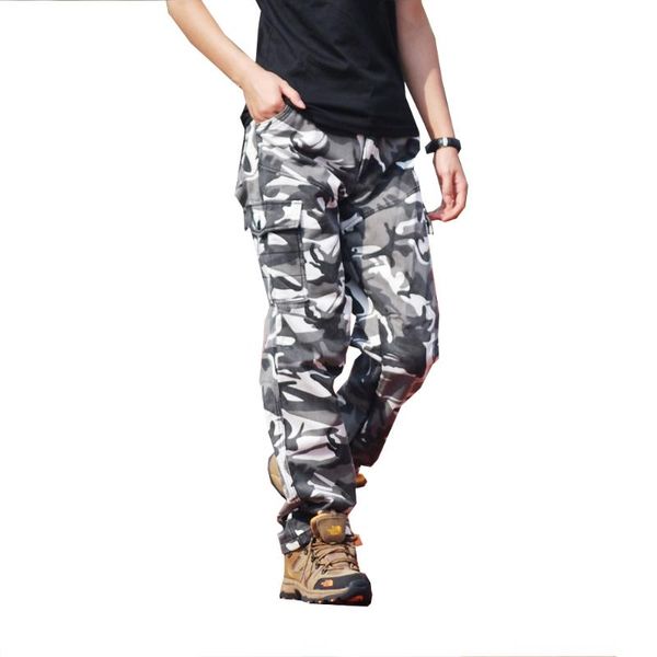 

men's pants casual fleece military cargo work combat outdoor warm trousers k23 without belt, Black