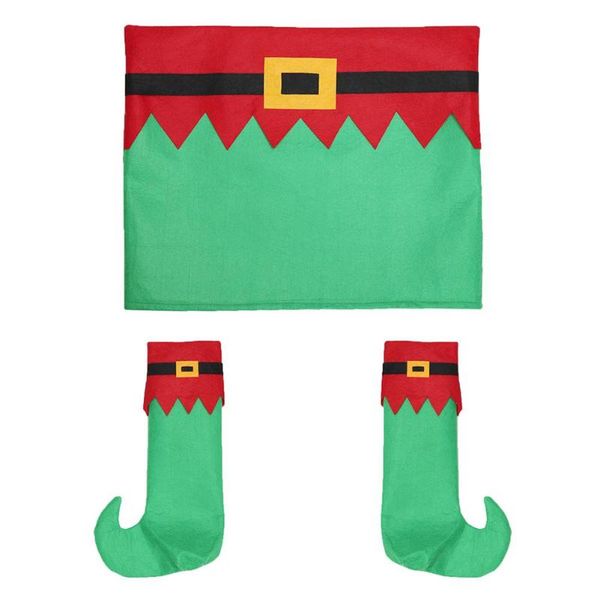 

chair covers velvet cloth elf back cover party dinner table chairs foot red green gray christmas decorative accessories