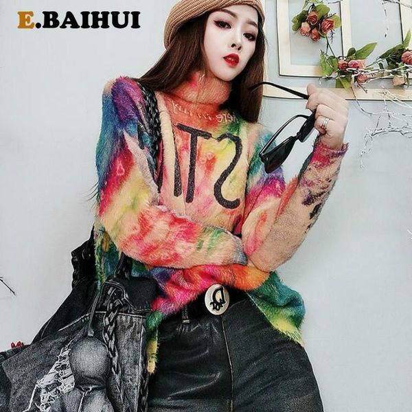 

mohair women sweaters turtleneck soft long sleeve contrast color pullovers autumn winter sweater colorful jumpers women's, White;black