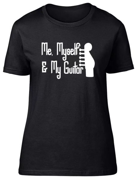 

Me, Myself & My Guitar Ladies Womens Fitted T-Shirt, White;black