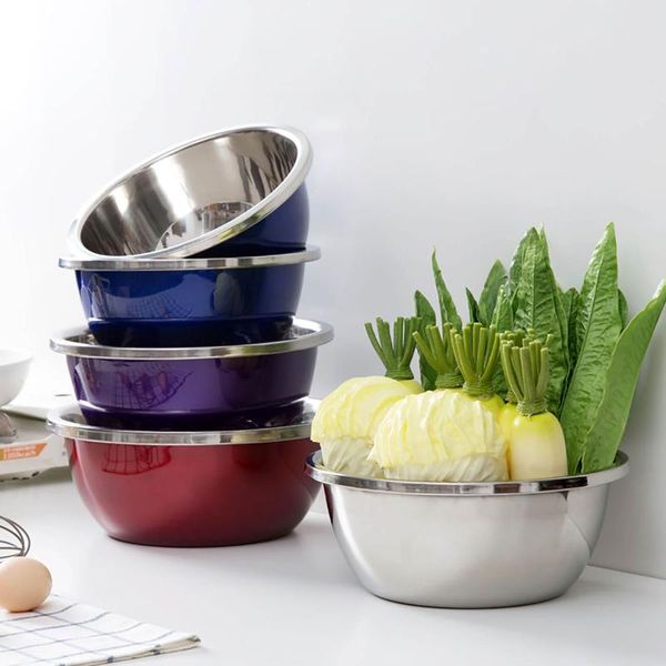 

bowls 3pcs/lot stainless steel mixing kitchen wash basin drain basket diy cake bread salad mixer cooking tool