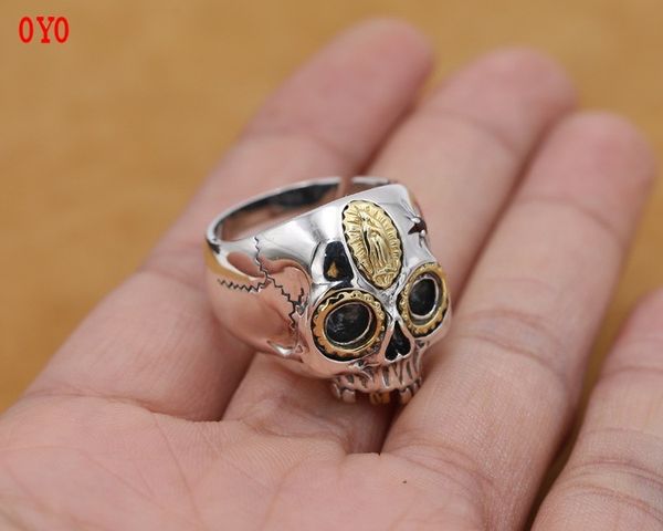 

2021 925 sterling punk style retro thai silver men's, Slivery;golden