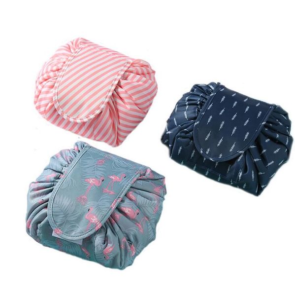 

lazy drawstring cosmetic bag women 20 colors polyester makeup bags waterproof portable travel organizer storage magic pouch