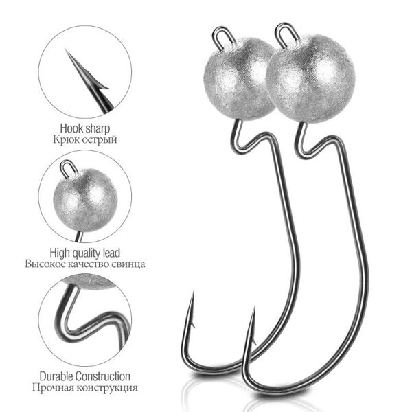 

fishing hooks 10pcs/lot jig head hook 3.5g 5g 7g 10g offset barbed fishhook for carp