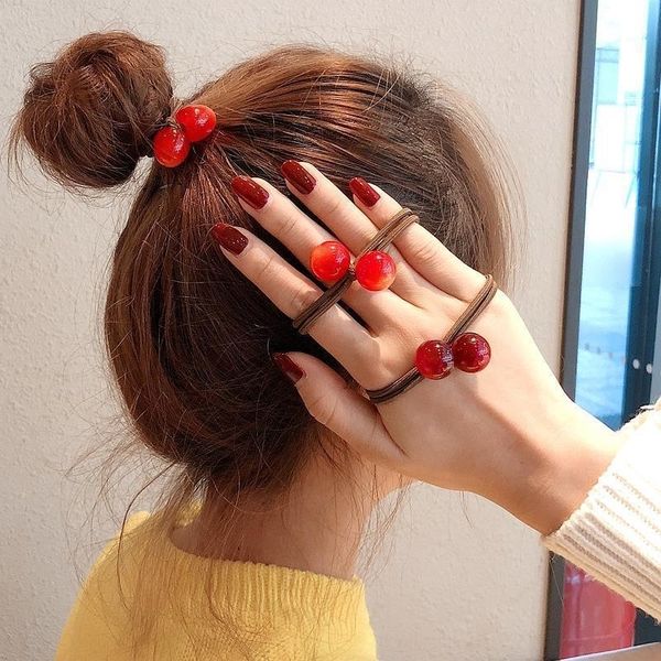 

bkt8 foreign stylesweet serving belt rope lovely cherry headbandsimple korean ropeleather bandmori ballhair hair accessories circlechildren, Slivery;white