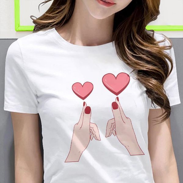 

cute than heart printed men and women womens vogue female short sleeve white for lady casual summer tees, White;black