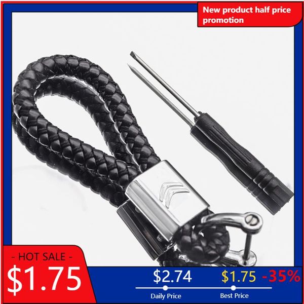 

keychains high-quality business keychain with car logo braided rope for citroen- c1 3 bx cx gt c4cactus c4picasso berlingo c-zero e-mehari, Silver