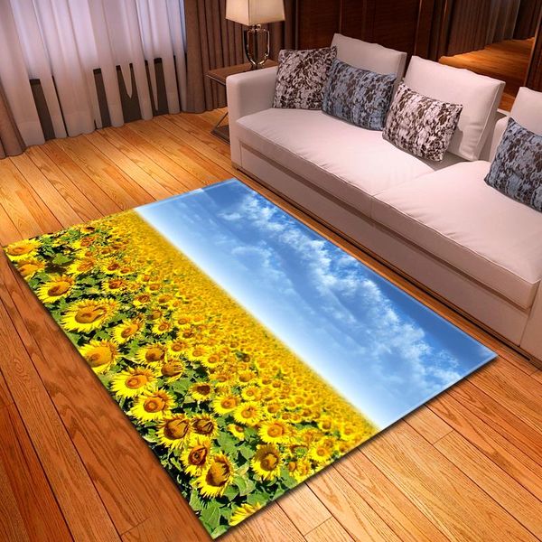 

carpets modern style 3d sunflower rug kids play bedside area flannel memory foam parlor decor carpet for home living room