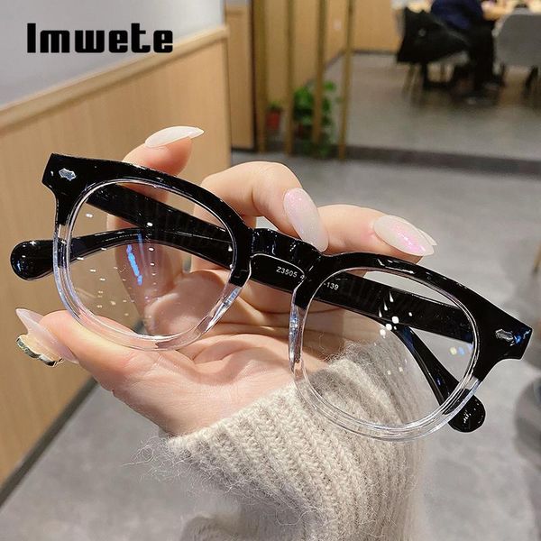

fashion sunglasses frames imwete vintage square glasses women men computer eyewear anti-blue light optical lens prescription eyeglasses, Black