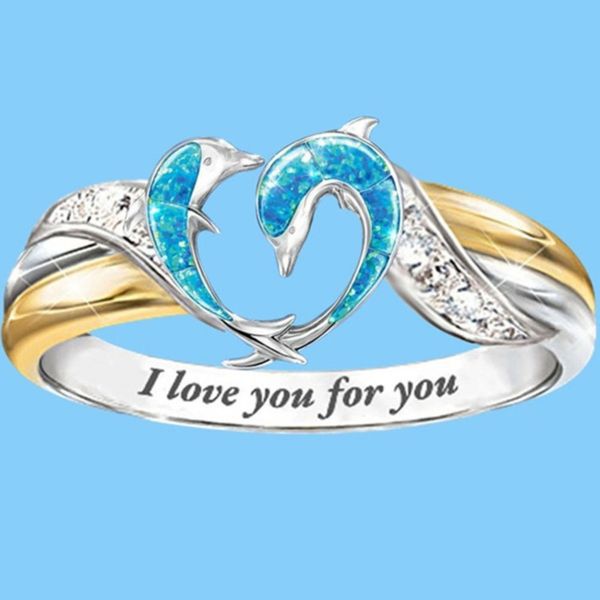 

yu cheng new aobao dolphin fashion creative elegant lady engagement ring, Black