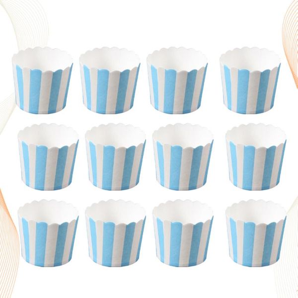 

other festive & party supplies 50pcs blue and white stripes paper cup cupcake wrappers baking packaging heat resistant cups