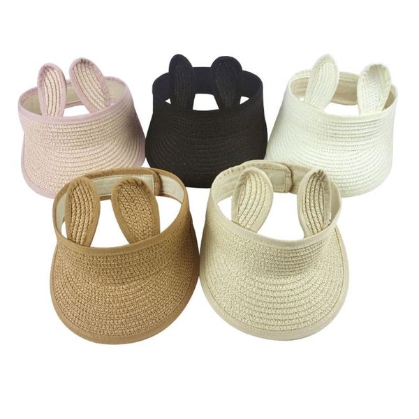 

hair accessories summer boy girls kids folding straw visor cap adjustable sun hats baby beanie girl hat, Slivery;white