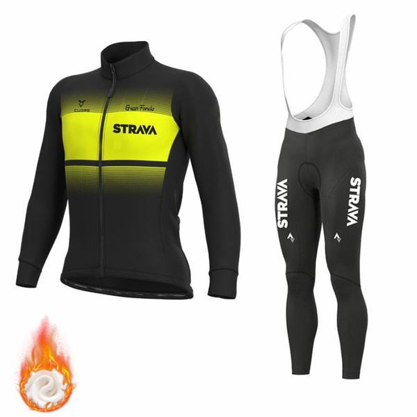

racing sets strava winter cycling clothes long sleeve clothing riding jersey set thermal fleece maillot ropa ciclismo invierno keep warm, Black;blue