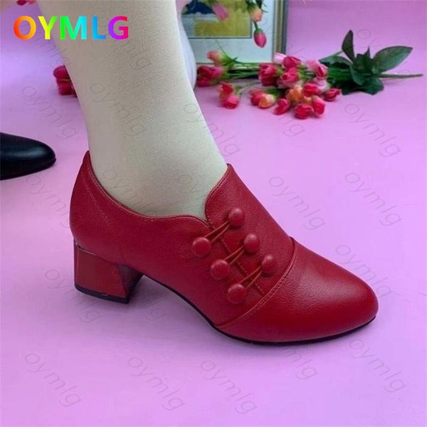 

dress shoes 2021 single mid-heel women's leather shallow mouth thick heel low-soft sole surface, Black