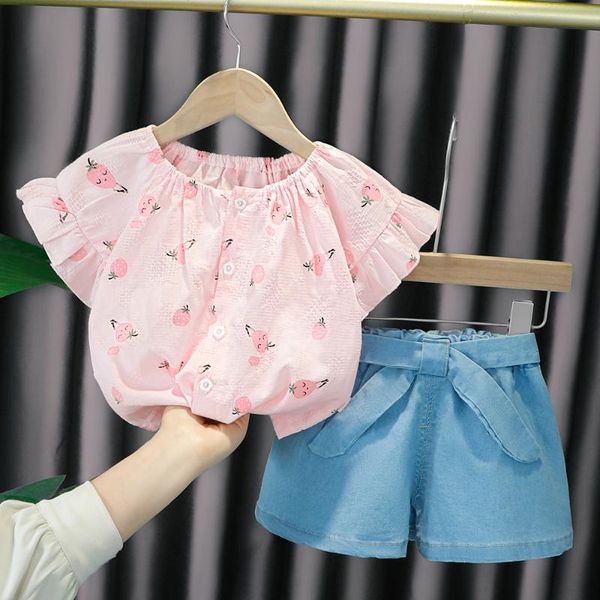 

clothing sets summer kids baby girls casual fashion print t-shirt pants 2pcs suits infant girl clothes set toddler outfits, White