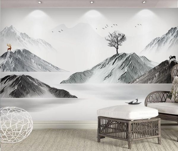 

wallpapers ainyoousem ink and wash landscape modern minimalist background wall peint papel de parede wallpaper 3d stickers