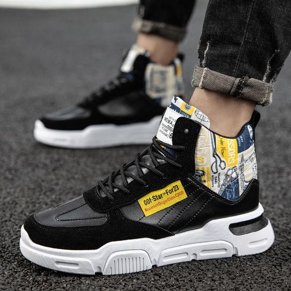 

dress shoes high men winter fashion casual thick bottom trend walking comfortable breathable sneakers d2u0, Black