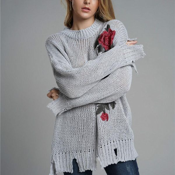 

women's sweaters sweater hand hook embroidered round neck women 2021 autumn retro loose long-sleeved pullover, White;black