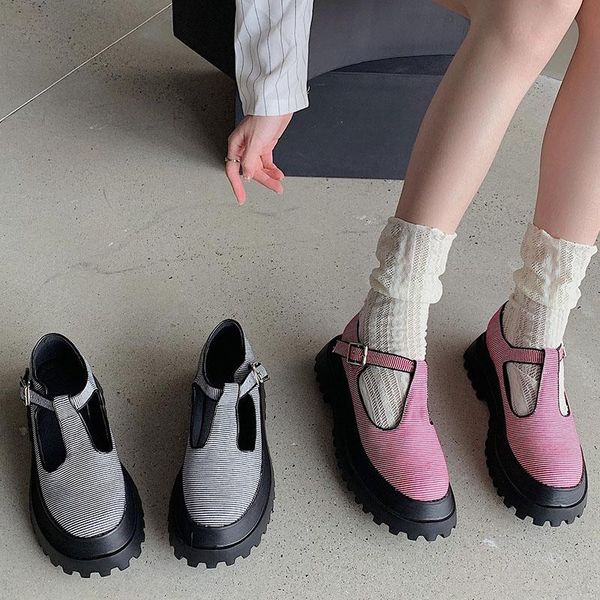 

dress shoes goth lolita pink cute mary janes pumps platform chunky high heels women y2k sweet punk style for woman, Black