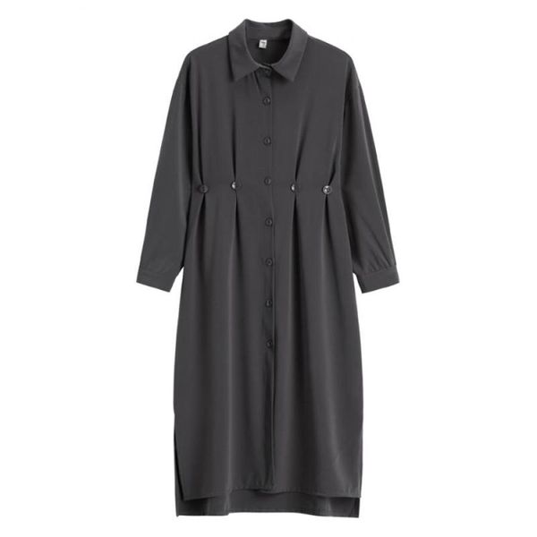 

casual dresses 2021 high waist a-line style spring fall vestidos elegant pastel robe harajuku dress women shirt ukraine, Black;gray