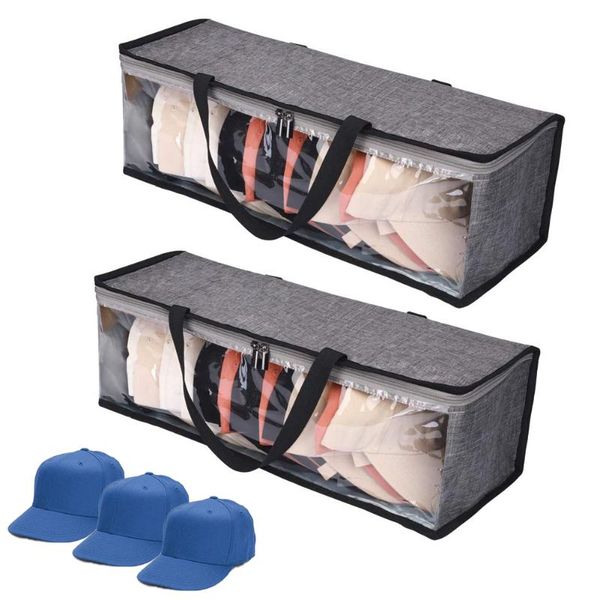

storage bags 2pcs durable dust proof baseball cap bag toy with clear pvc double zipper closure