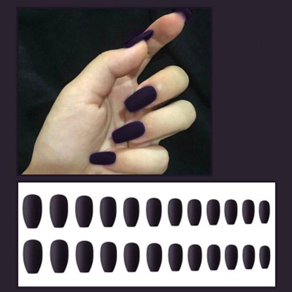 

full cover fake nails coffin shape false nail long ballerina diy art salon for women girls sets kits wh998