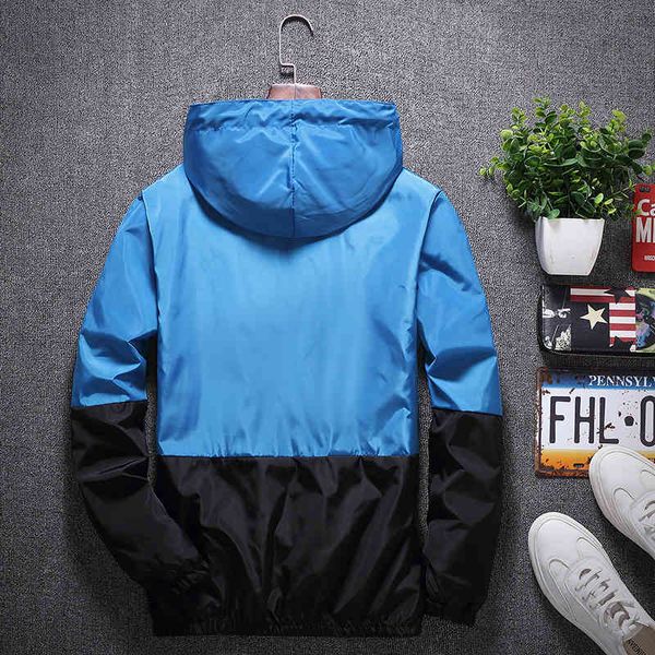 

men's jackets color matching jacket men windbreaker hooded casual male coat thin outwear 4xl 6ell, Black;brown