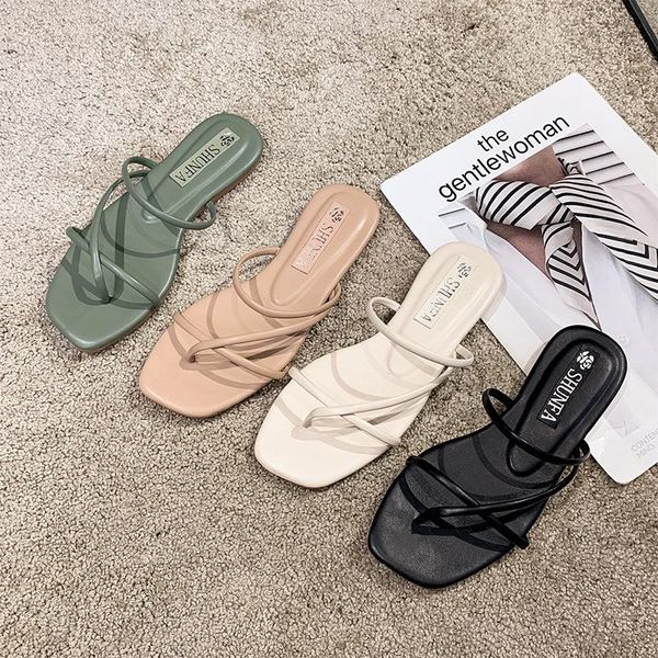 

slippers shallow flat shoes female rubber flip flops hawaiian fabric pu, Black