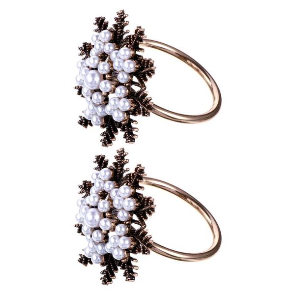 

napkin rings 2pcs christmas snowflake shaped ring pearl buckles holder