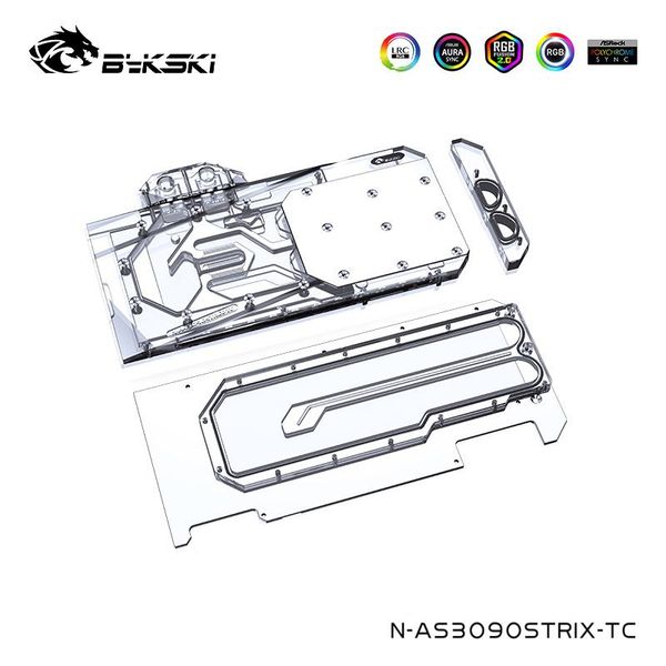 

bykski gpu water block for asus rog strix rtx3090 24g/rtx3080 10g gaming cooler ,full copper back plate ,n-as3090strix-tc fans & coolings