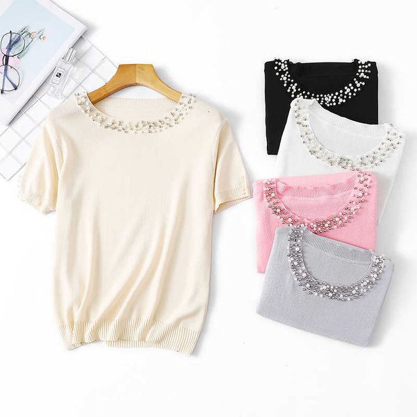 

women's t-shirt diamonds shirt women knit t-shirts womens vogue elegant tshirts women o neck short sleeve tzrx, White
