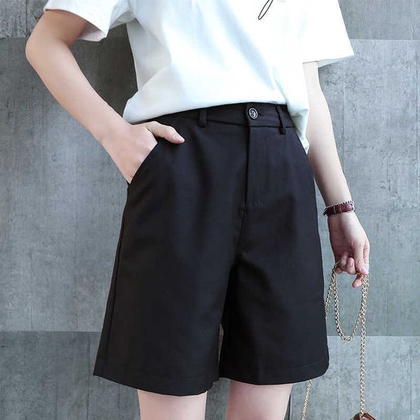 

women's shorts women summer office lady business casual straight drape female solid color large size slim fit suit tgbt, White;black