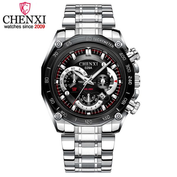 

chenxi brand men watches men's stainless steel waterproof analog quartz wristwatches male clock relogio masculino 210728, Slivery;brown