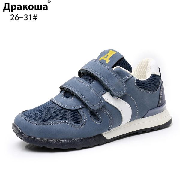 

sneakers apakowa spring autumn boys shoes pu leather mesh children's flat little kids ankle low-gym outdoor, Black;red